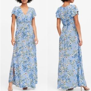 NWT Banana Republic Ecovero Light Blue Floral Maxi Dress